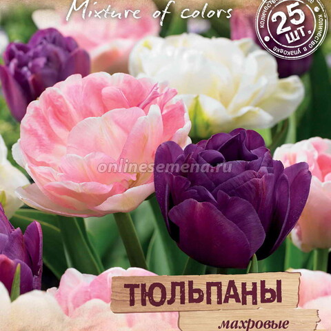 Тюльпаны махровые «Романтическая история» смесь окрасок (25 шт.)
